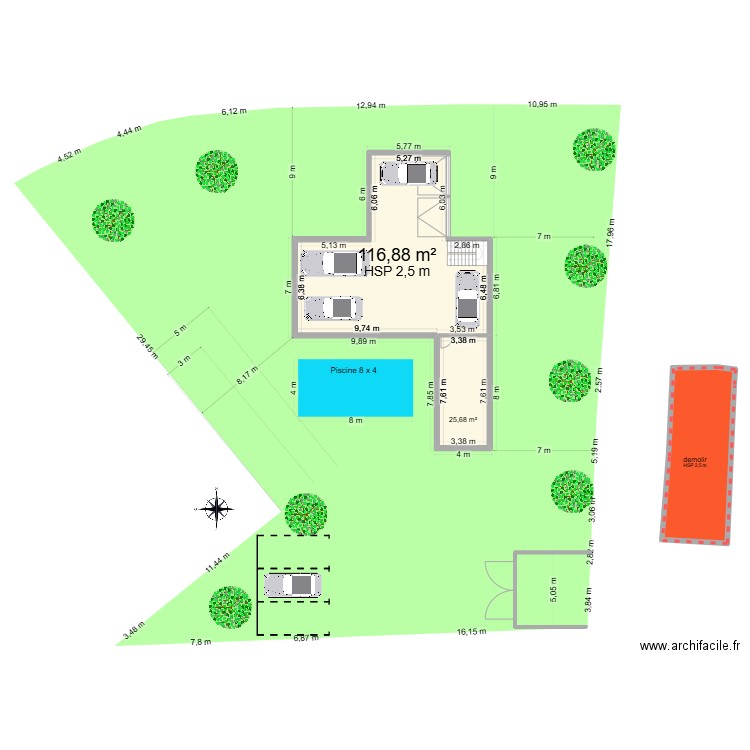 peymenade 2 cadastre 4. Plan de 3 pièces et 192 m2