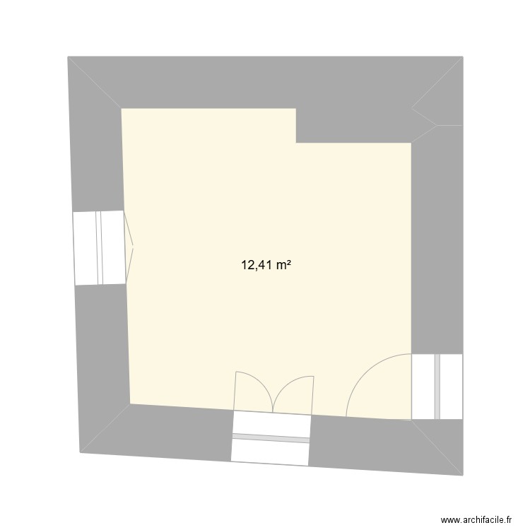 cuisine. Plan de 1 pièce et 12 m2