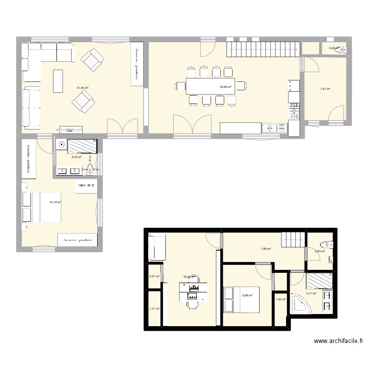 maison++. Plan de 14 pièces et 147 m2