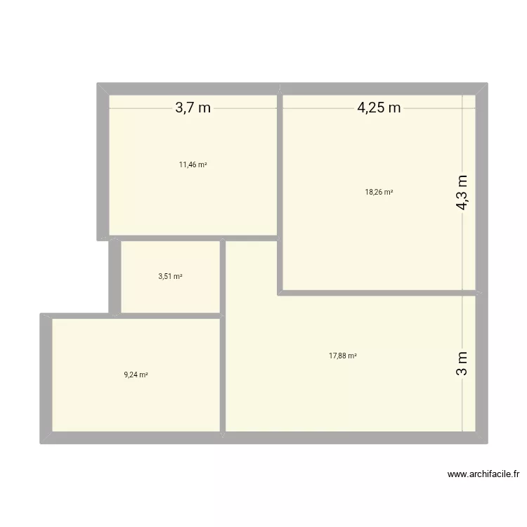Studio. Plan de 5  et 60 m²