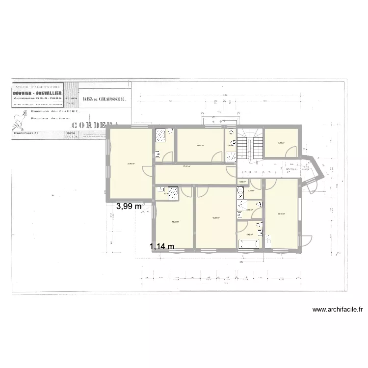 Gaillands RDC 1.5 ext ouest nouvelles fenetres variante SDB. Plan de 11  et 84 m²