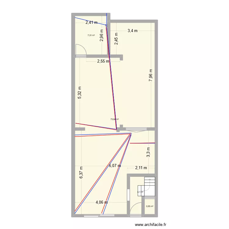 Maison rez de chauss&eacute;e (Chauffage + sanitaire). Plan de 4  et 86 m²