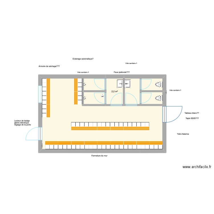 Local gaz 2. Plan de 5 pièces et 41 m2