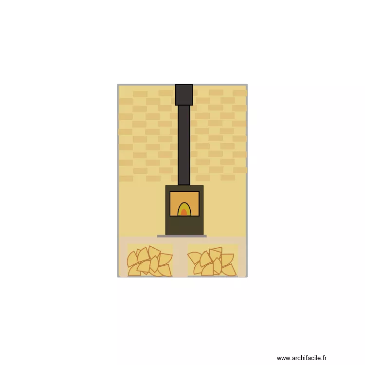 elevation mur poele. Plan de 1  et 3 m²