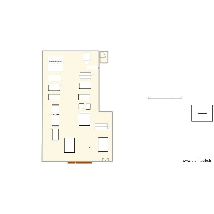 librairie. Plan de 2 pièces et 254 m2