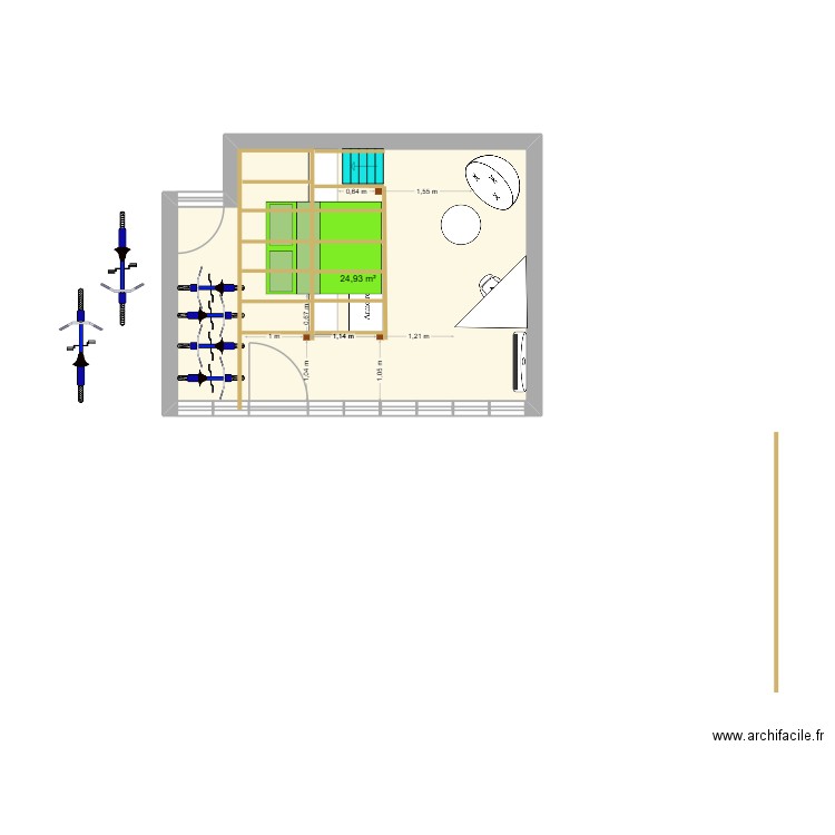 Chambre Clement 2025 - V4. Plan de 1 pièce et 25 m2