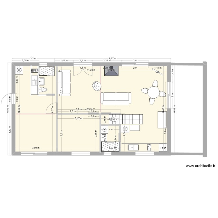 Plan Saint Girons 1. Plan de 1 pièce et 71 m2