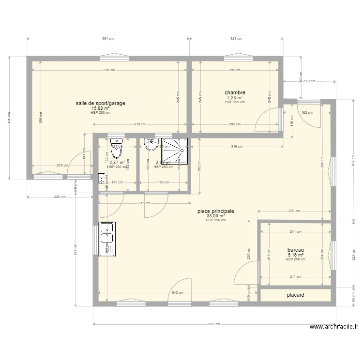 bezegher. Plan de 7 pièces et 68 m2