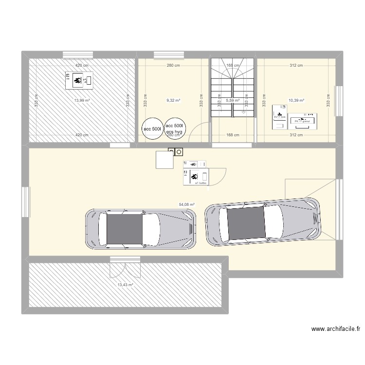 Maison M2. Plan de 6 pièces et 107 m2