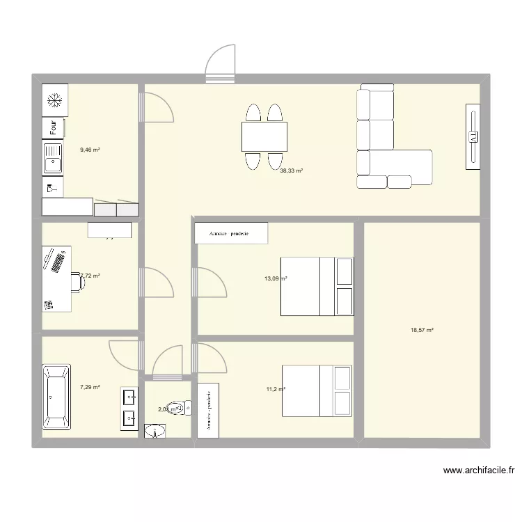 maison styl&eacute;e. Plan de 8  et 108 m²