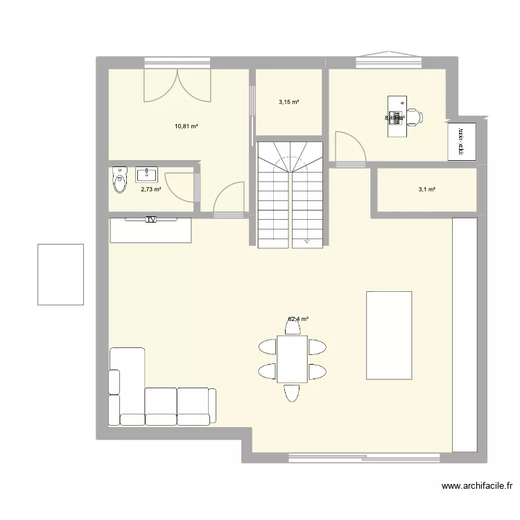 177 carr&eacute; existant &eacute;tage. Plan de 6  et 91 m²
