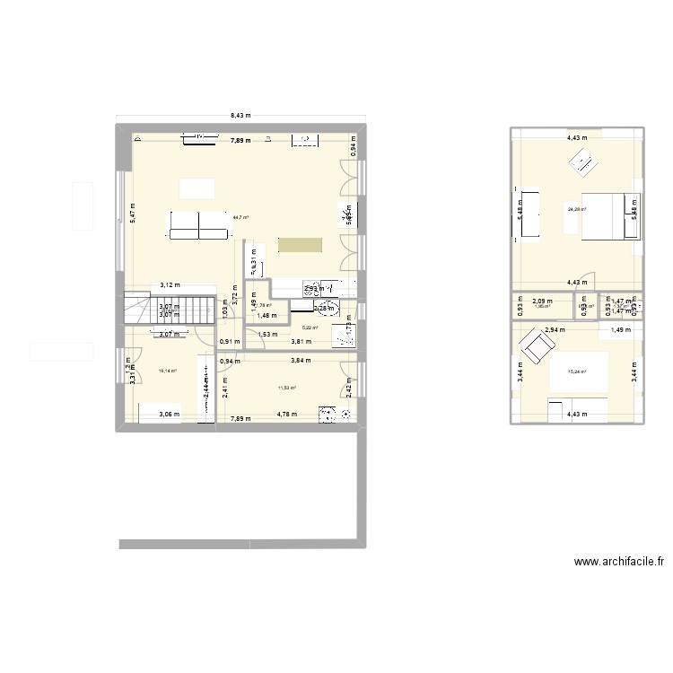 Maison avant extension. Plan de 11 pièces et 120 m2