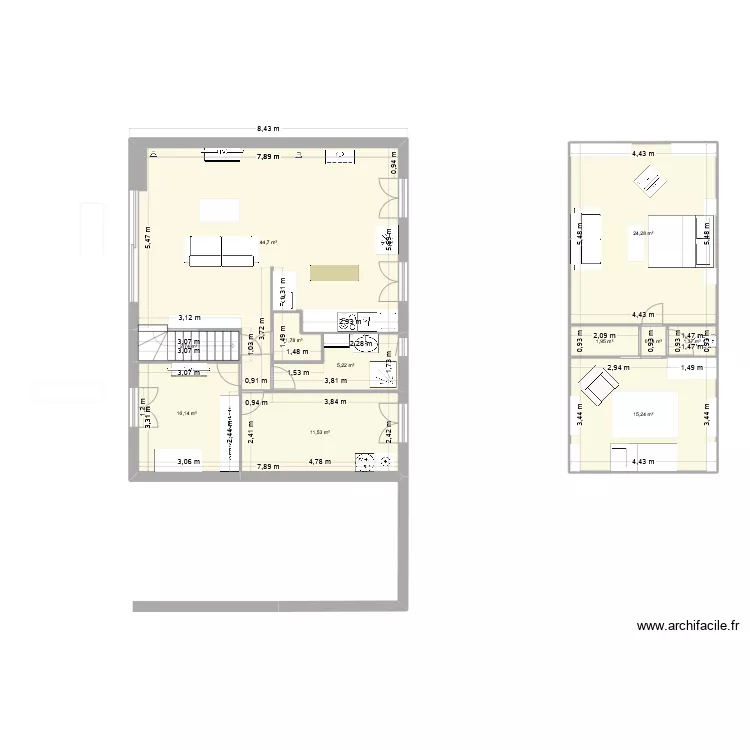 Maison avant extension. Plan de 