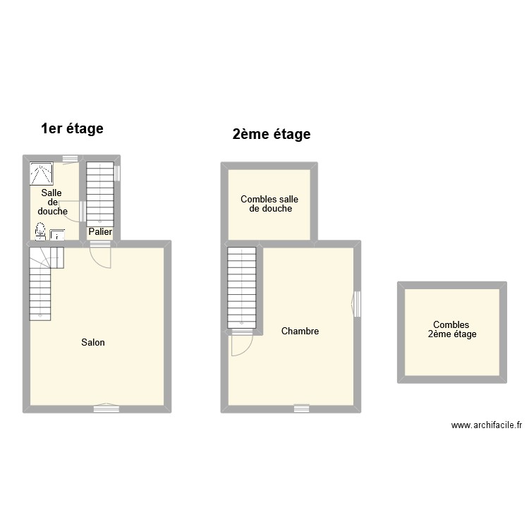 duncan etages. Plan de 7 pièces et 90 m2