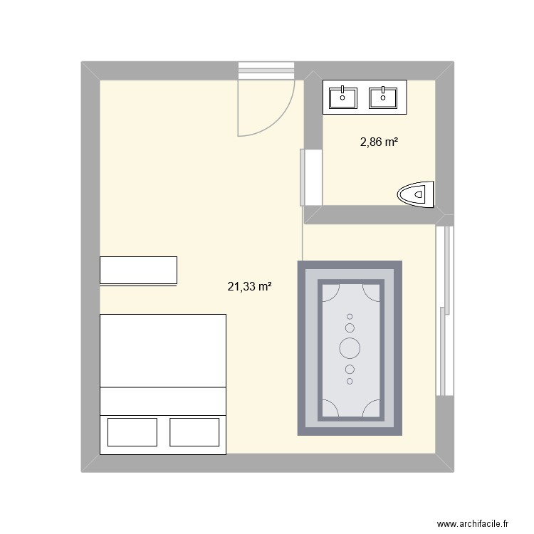 apart etudiant. Plan de 2 pièces et 24 m2