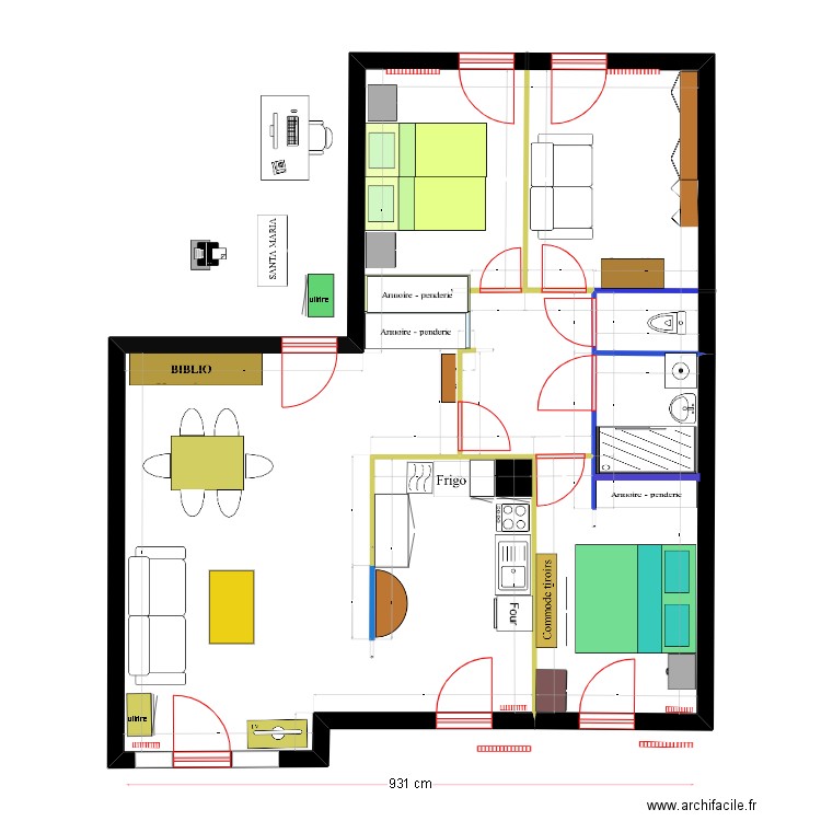 BELLEVILLE  LE 16 DEC 23. Plan de 2 pièces et 82 m2