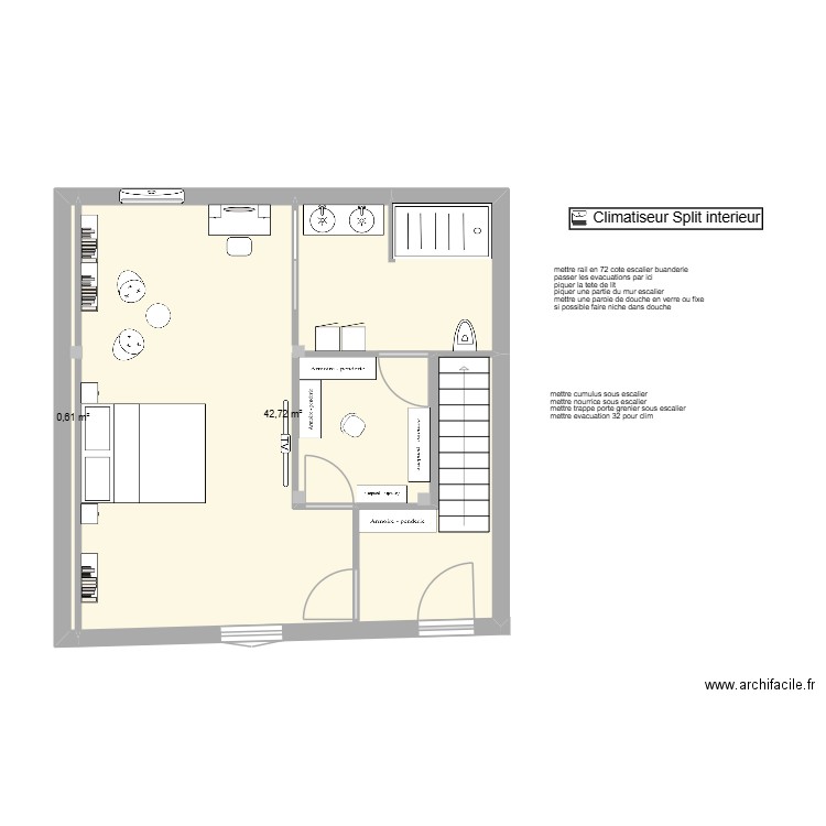 plan rdc v2 ok. Plan de 2 pièces et 43 m2