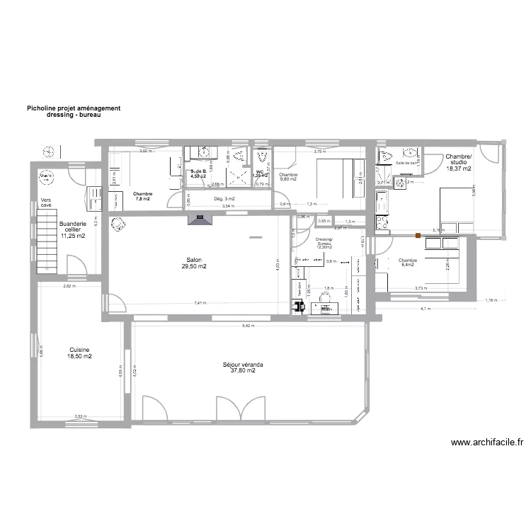 Picholine am&eacute;nagement acc&egrave;s studio 7. Plan de 