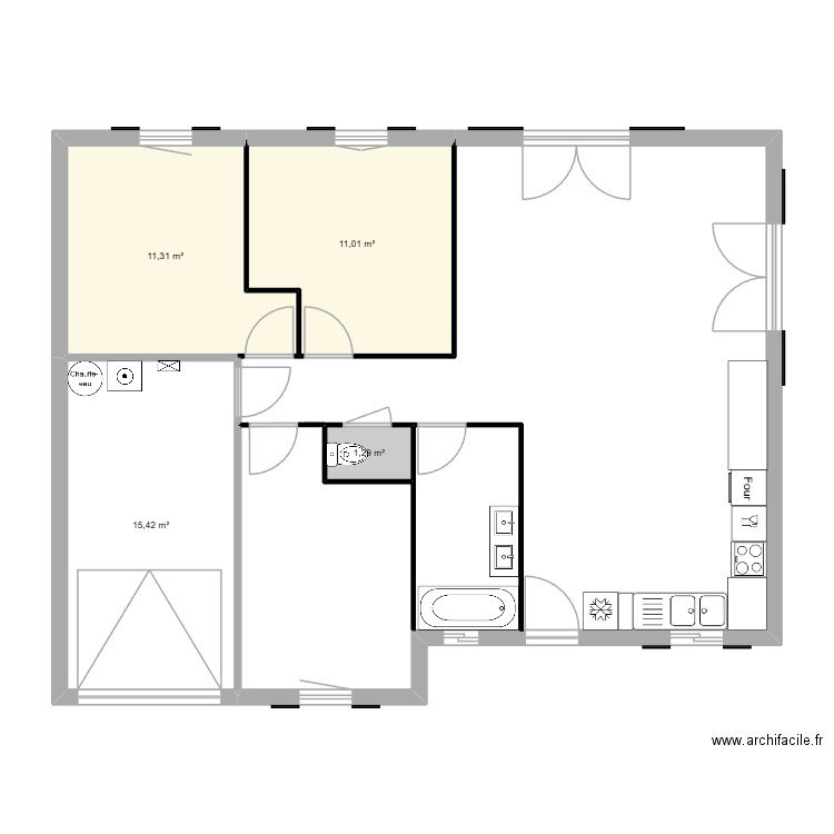 Maison CAMUS 80m. Plan de 4 pièces et 39 m2