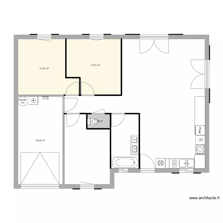 Maison CAMUS 80m. Plan de 4 pièces et 39 m²