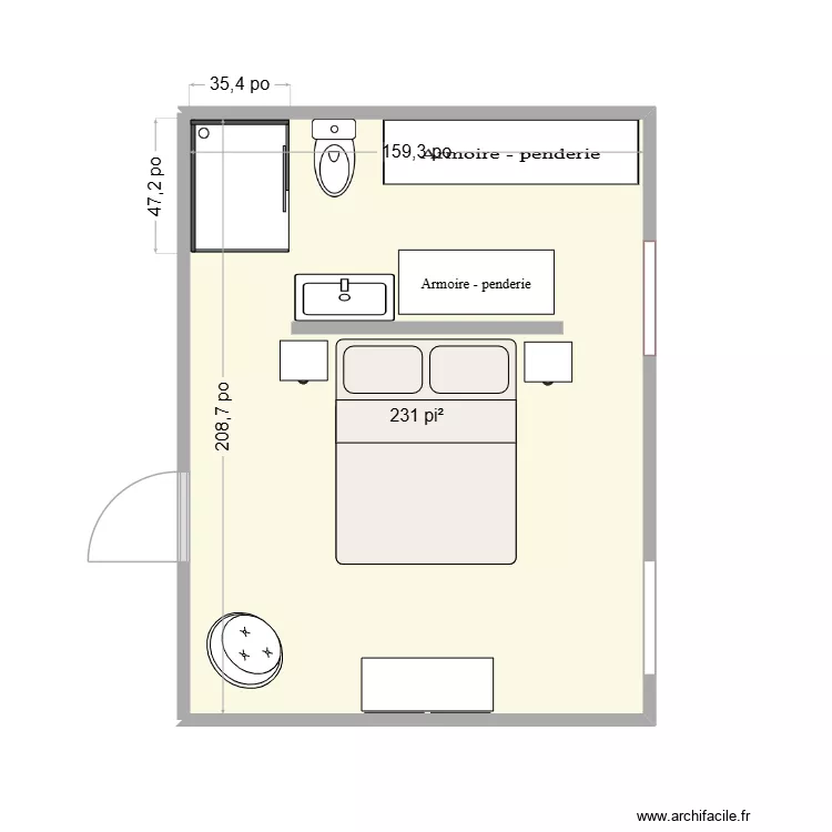 chambre des maitre. Plan de 1 et 21 m² chambre des maitre. Plan de 1 et 21 m²