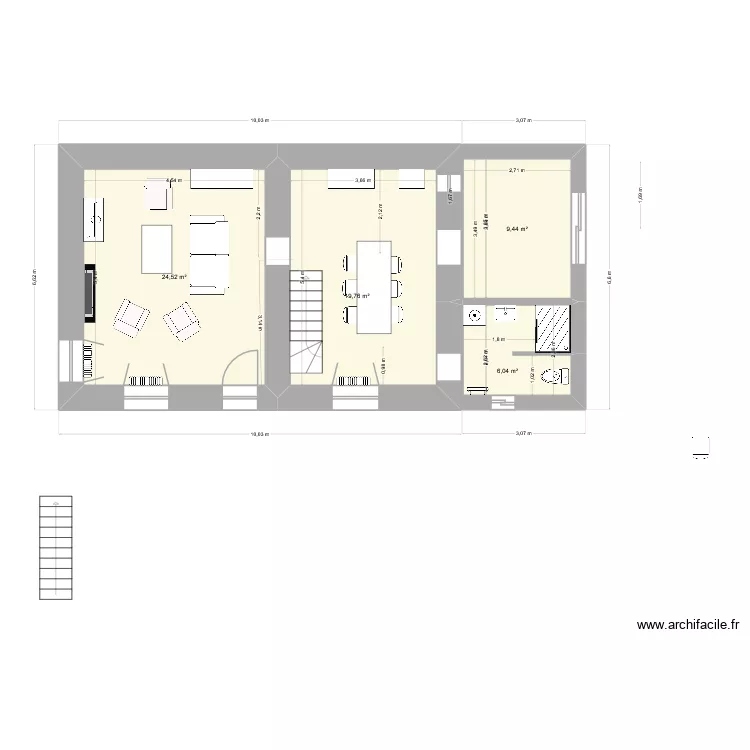 RDC projet 4. Plan de 8  et 130 m²
