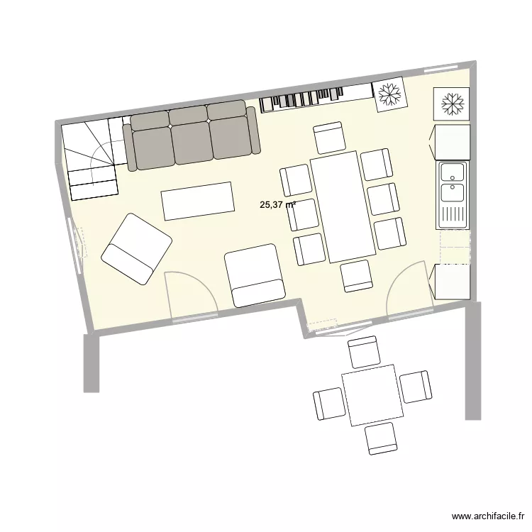 crim&eacute;e essai 1. Plan de 1  et 25 m²