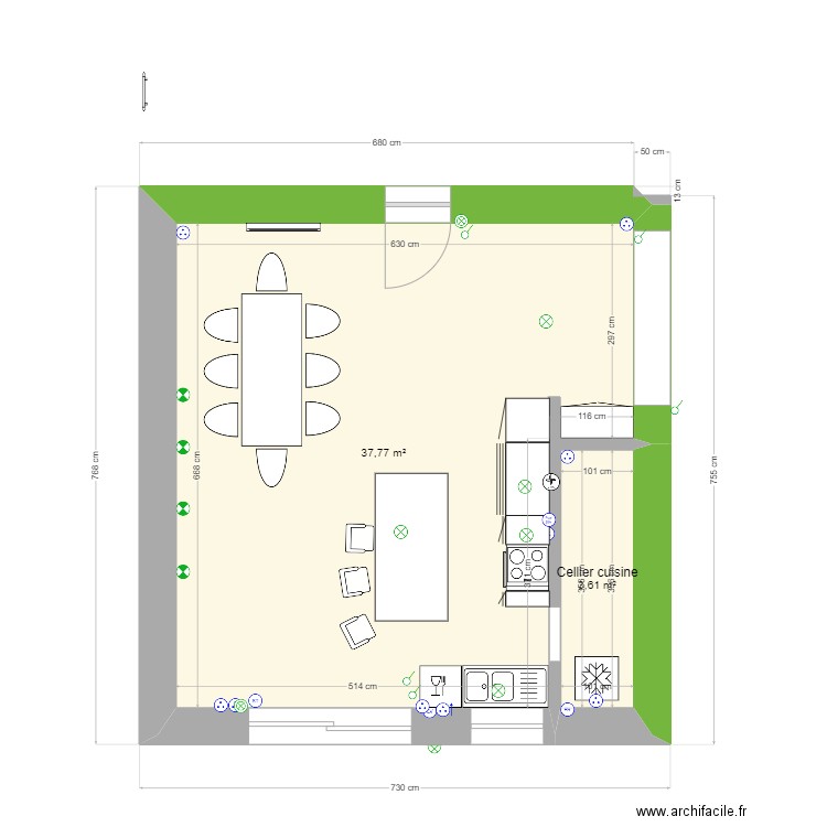 RenoT4RdcCuisine-janv24. Plan de 2 pièces et 41 m2