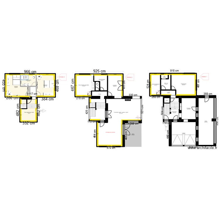 Dufour MODIFS. Plan de 43 pièces et 239 m2