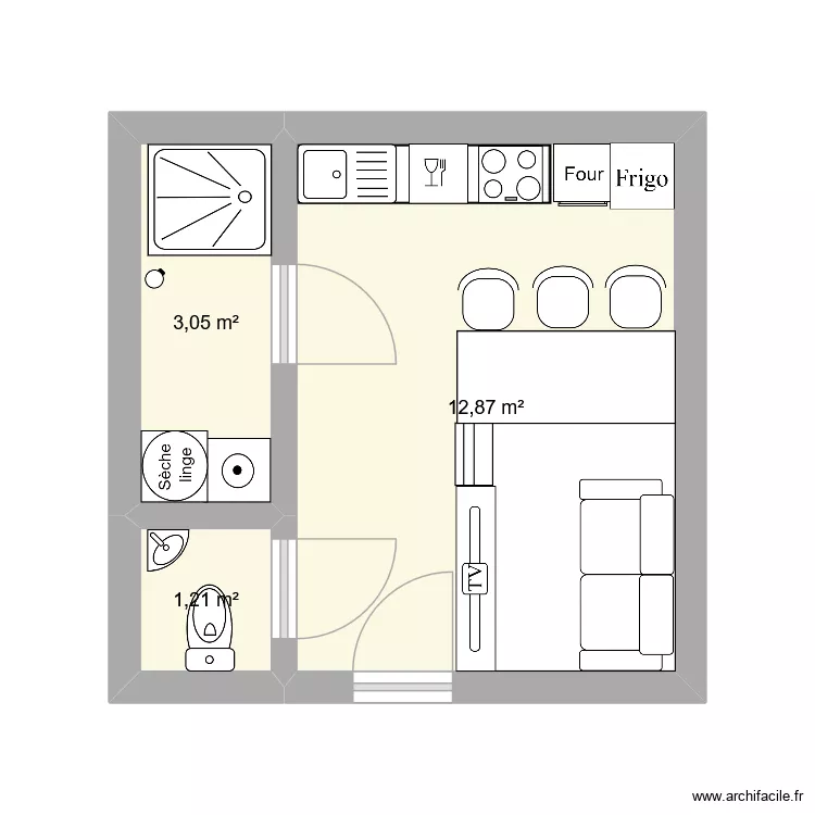 itt. Plan de 3  et 17 m²