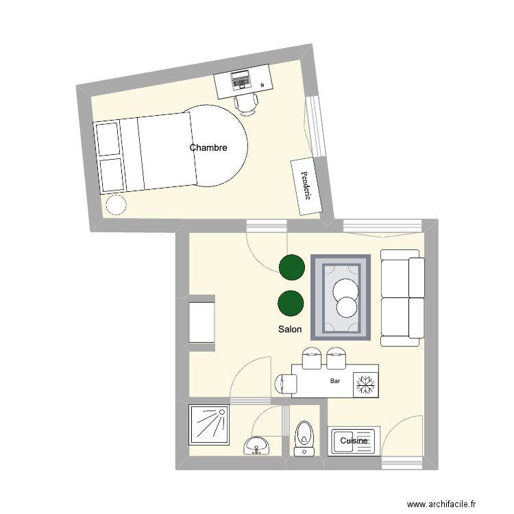 Flore. Plan de 4 pièces et 31 m2