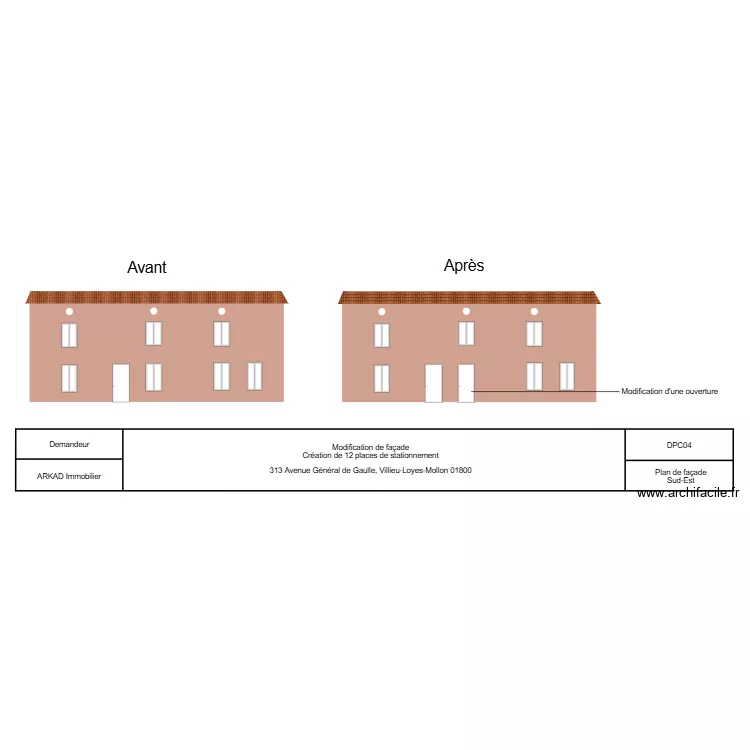 Villieu - Façade SE. Plan de Villieu - Façade SE. Plan de