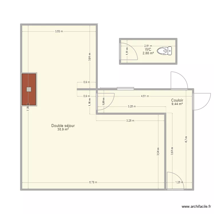 Louiche. Plan de 3 Pièces et 51 m² Louiche. Plan de 3 Pièces et 51 m²