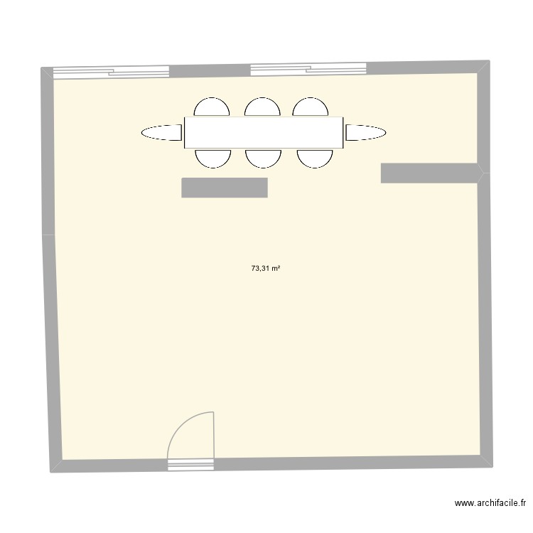 Salon. Plan de 1 pièce et 73 m2