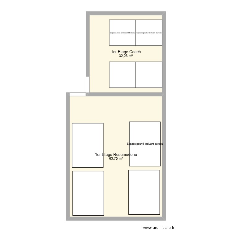 Local 1er. Plan de 2 pièces et 96 m2