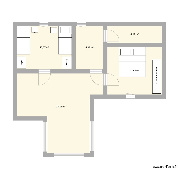 scrignac. Plan de 5 pièces et 54 m2