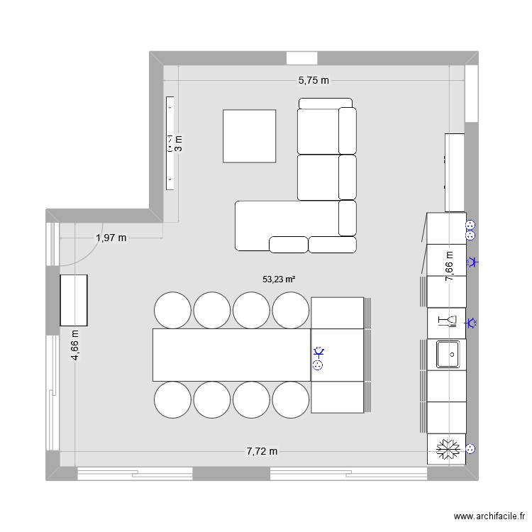 JP29. Plan de 1 pièce et 53 m2