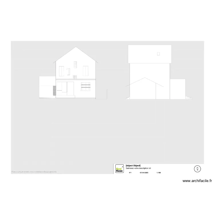 Fa&ccedil;ade sud apres travaux. Plan de 