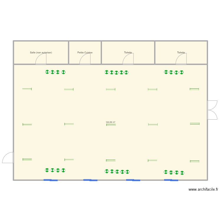 Salle de Brêmes. Plan de 5 pièces et 146 m2