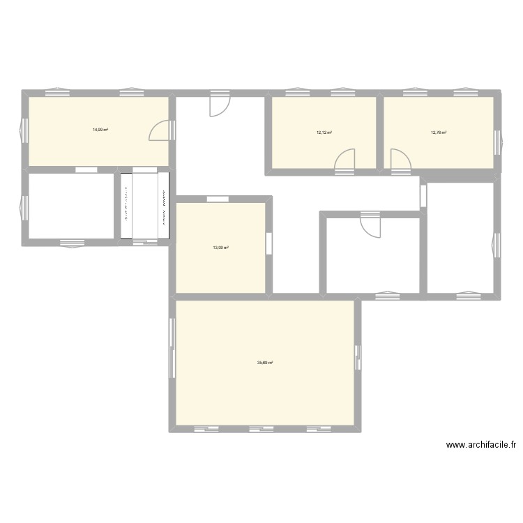 Plan maison en U. Plan de 5 pièces et 89 m2