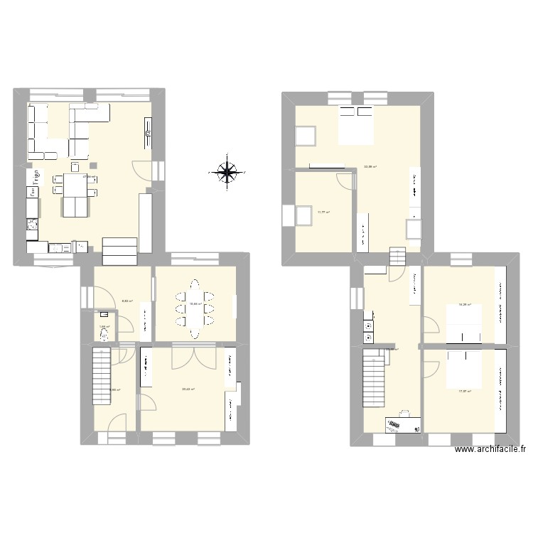 1er idée archi. Plan de 11 pièces et 206 m2