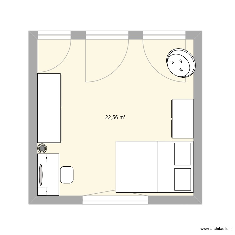 chambre chelsea. Plan de 1 pièce et 23 m2