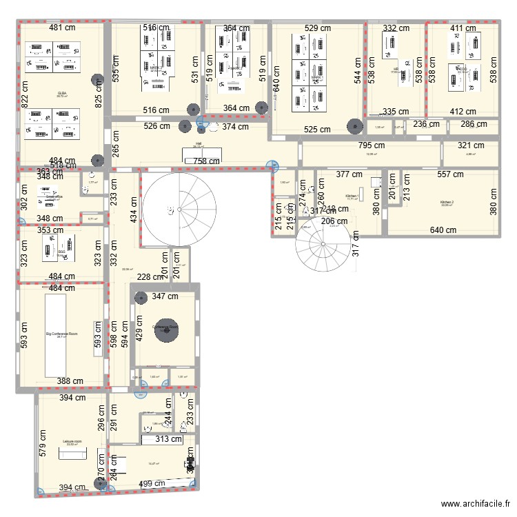 New location _B8_v7. Plan de 37 pièces et 407 m2