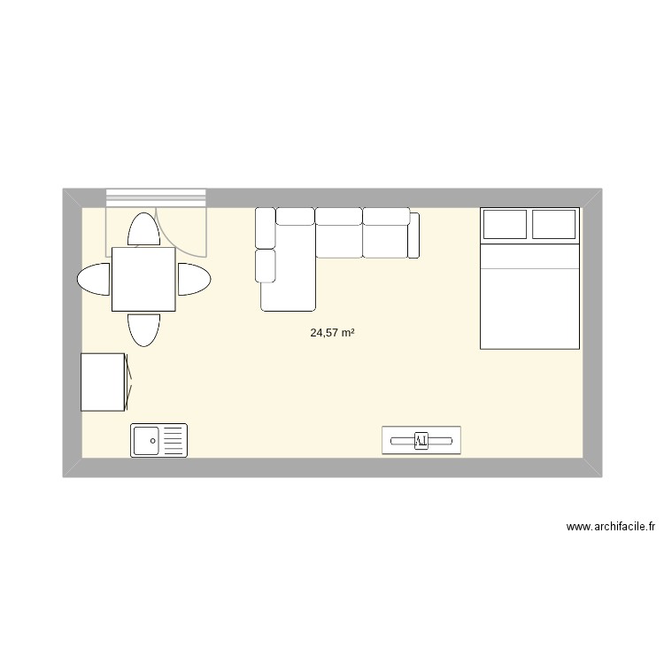 appartement. Plan de 1 pièce et 25 m2