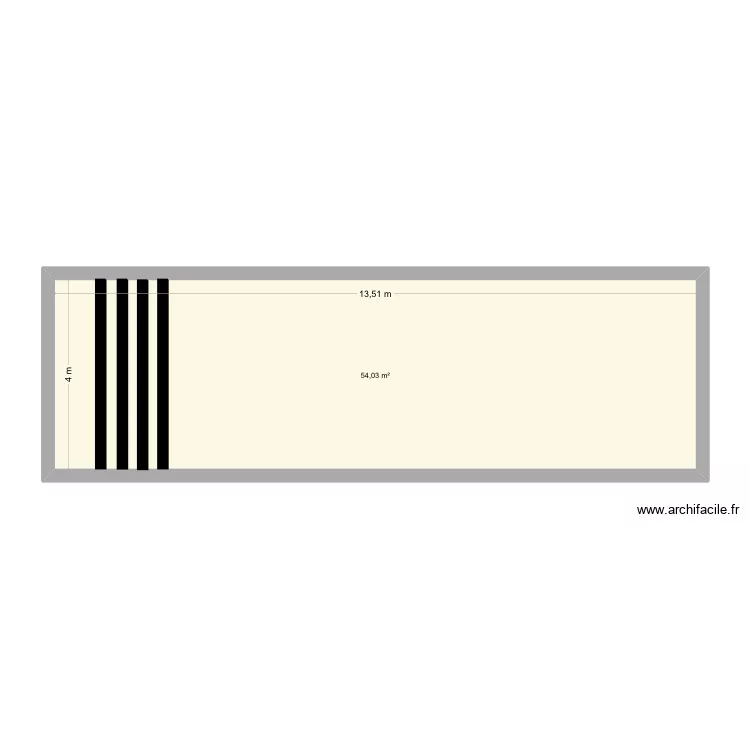 Gomez. Plan de 1 pièce et 54 m²