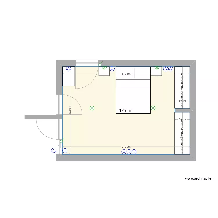 Chambre parentale . Plan de 