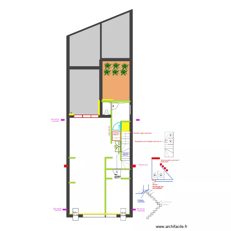 BAUCQ 77 3e &eacute;tage SOLS. Plan de 8  et 100 m²