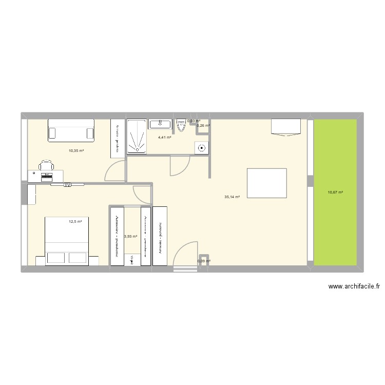 JET 3 a finir. Plan de 9 pièces et 77 m2