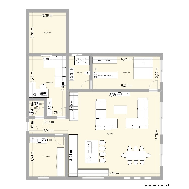 PLAN 3. Plan de 7 pièces et 138 m2