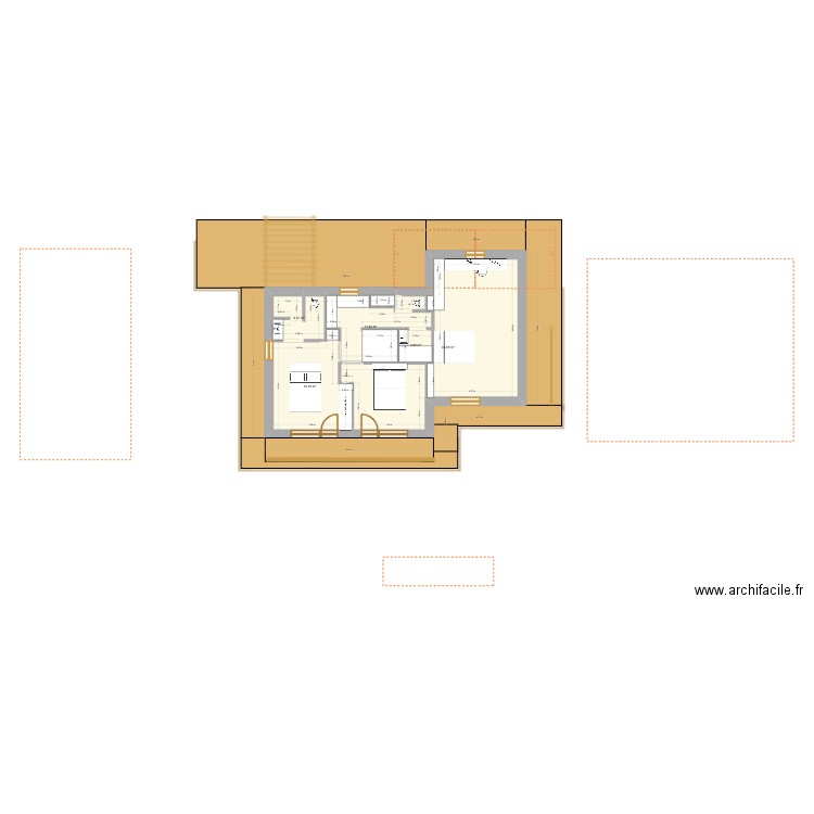 Manigod - étage 2 - couloir arrière. Plan de 10 pièces et 301 m2